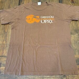 Grand Ole Opry Nashville Tennessee Guitar Graphic T-Shirt Mens XL Brown Cotton